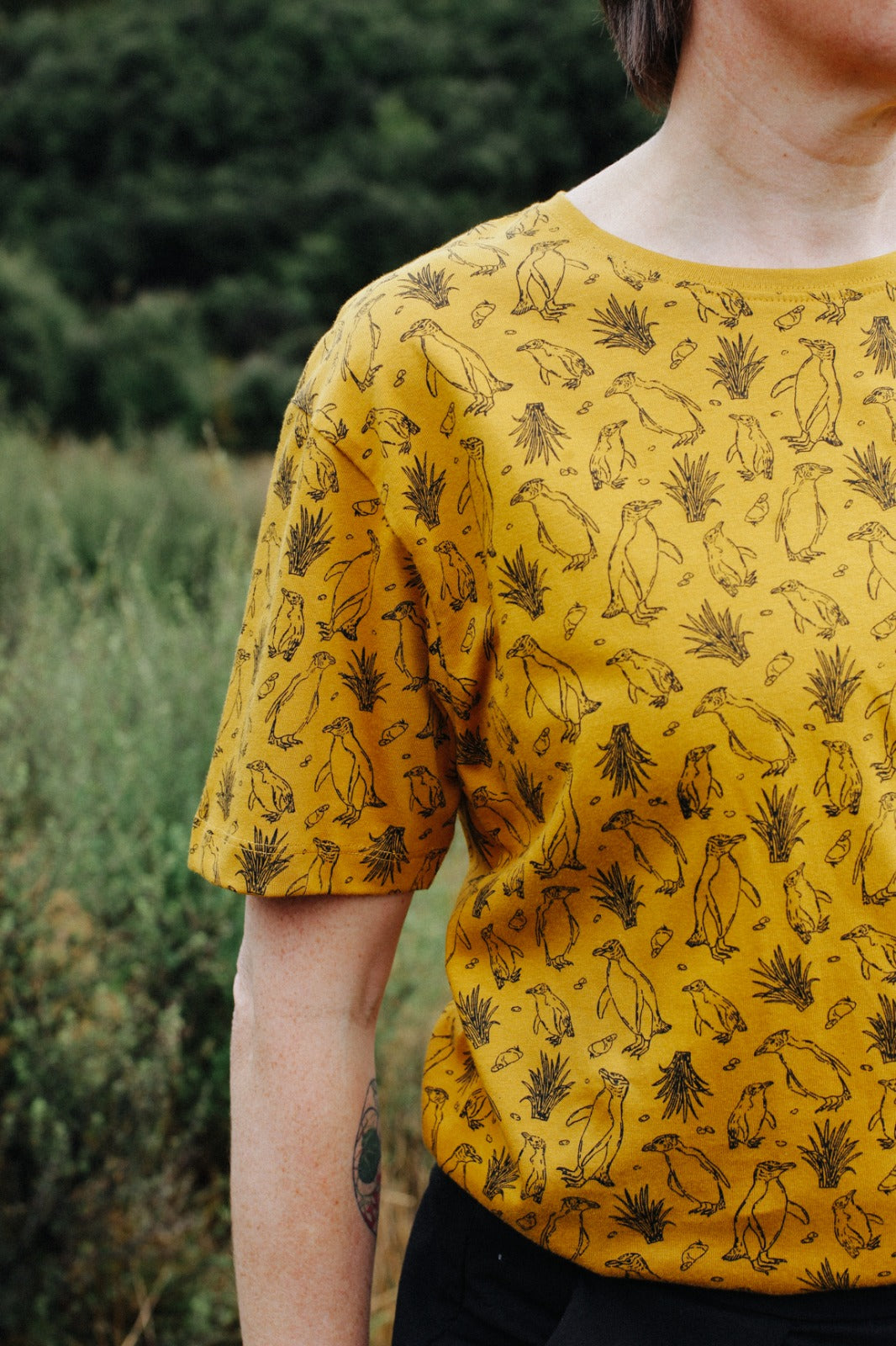 Tui Tee - Penguin Print - Mustard