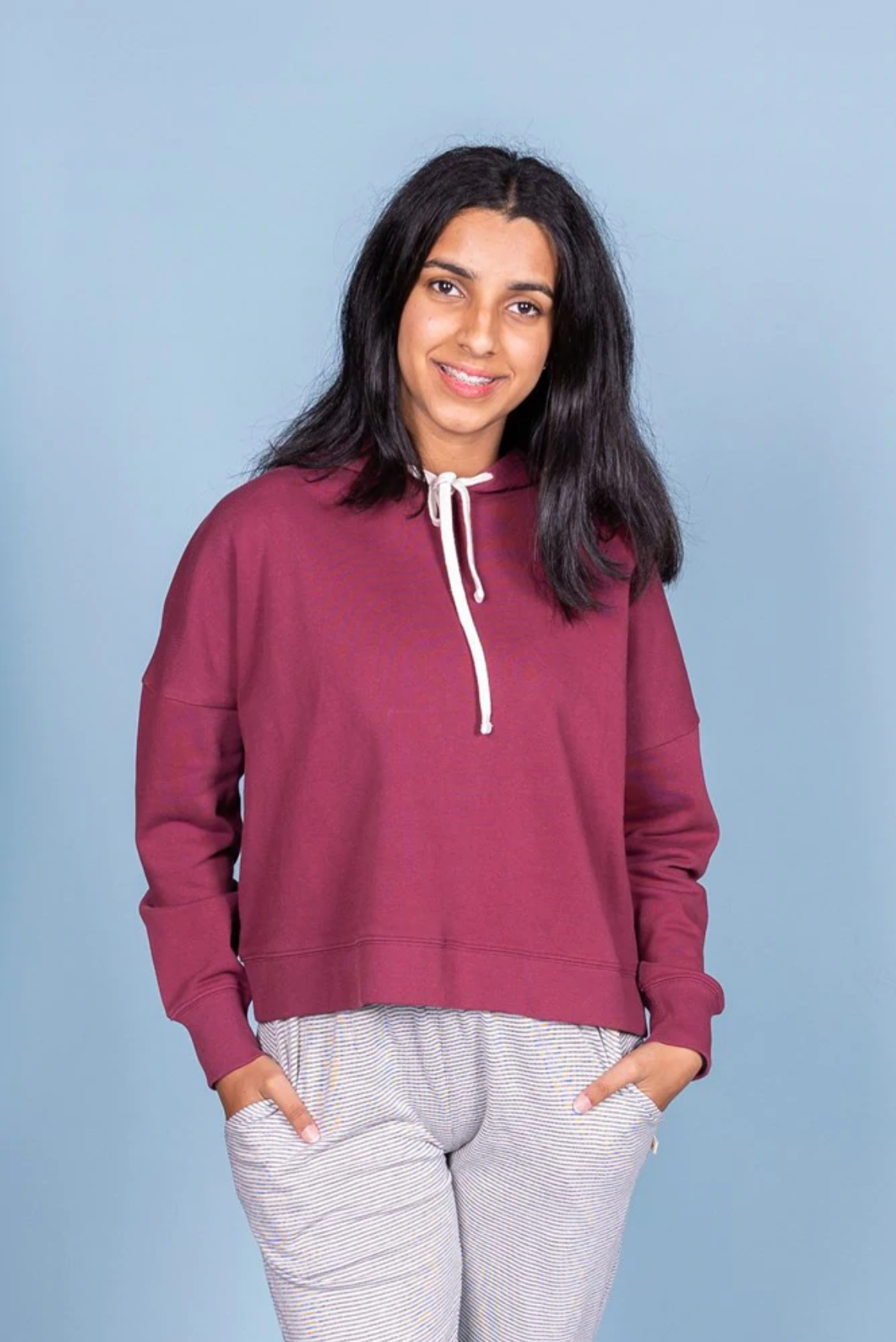 Burgundy top cropped hoodie